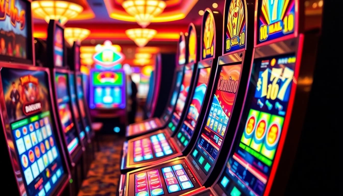 Explore the best online slots in a vibrant casino setting highlighting colorful machines and excitement.