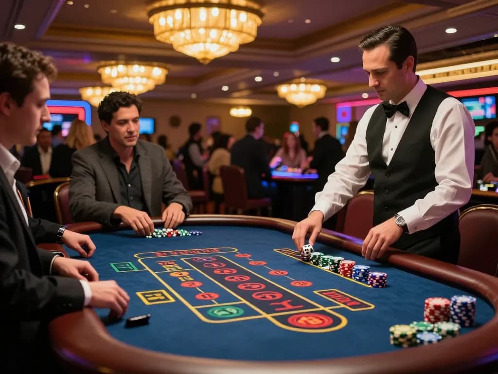 8xbet players engaging in an exciting game of craps at a lively casino table