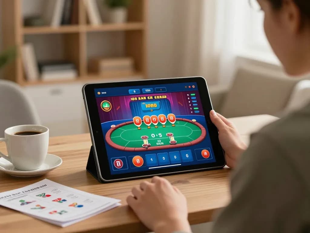 Engaging gameplay experience on vipwin's online casino platform with tablet and strategy notes.