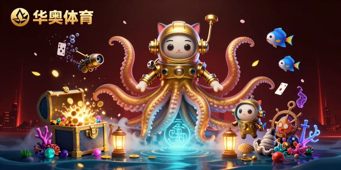 华体会体育在这幅动态场景中展现出迷人的深海奇观，充满金币和游戏元素。