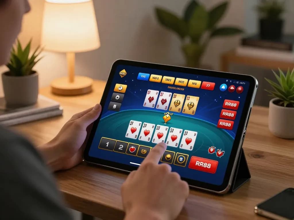 Player navigating the RR88 casino app interface for an engaging gaming experience
