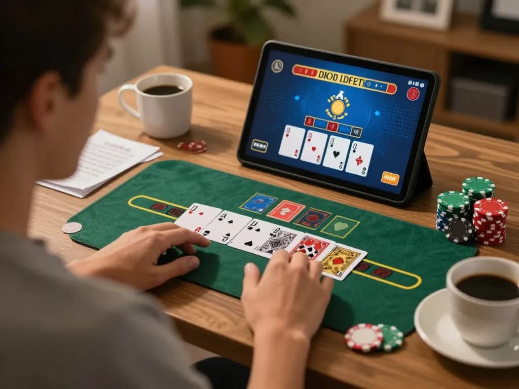 Engaging in cm88's live dealer blackjack at home, showcasing interactive gameplay.