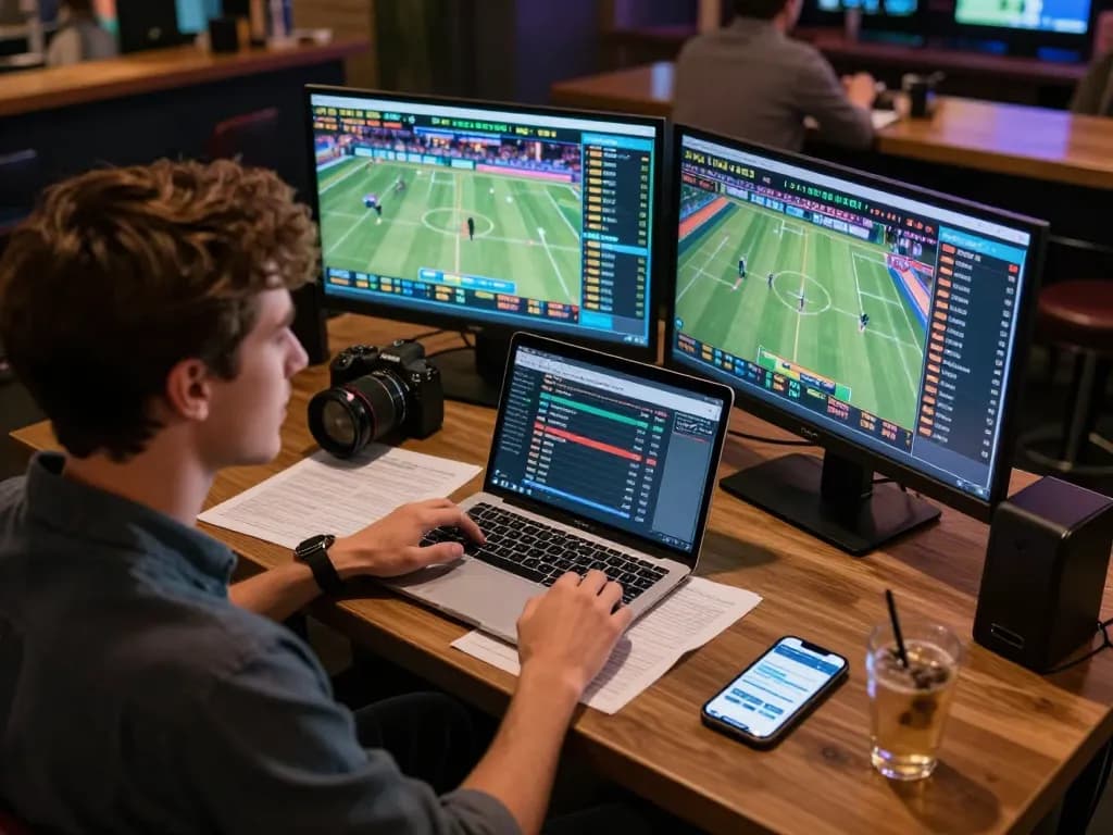 Engaged bettor analyzing live sports odds on their tablet, highlighting the tylebongda experience of informed betting.