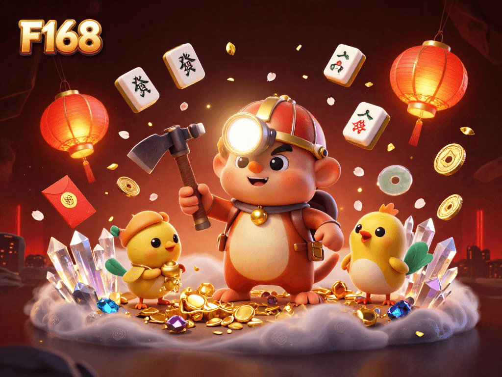Experience exhilarating winning moments at F168 with a treasure hunter mole and golden rewards.