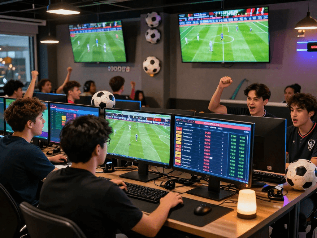 Exciting sbobet betting scene with players engaging in live sports betting for World Cup 2026.
