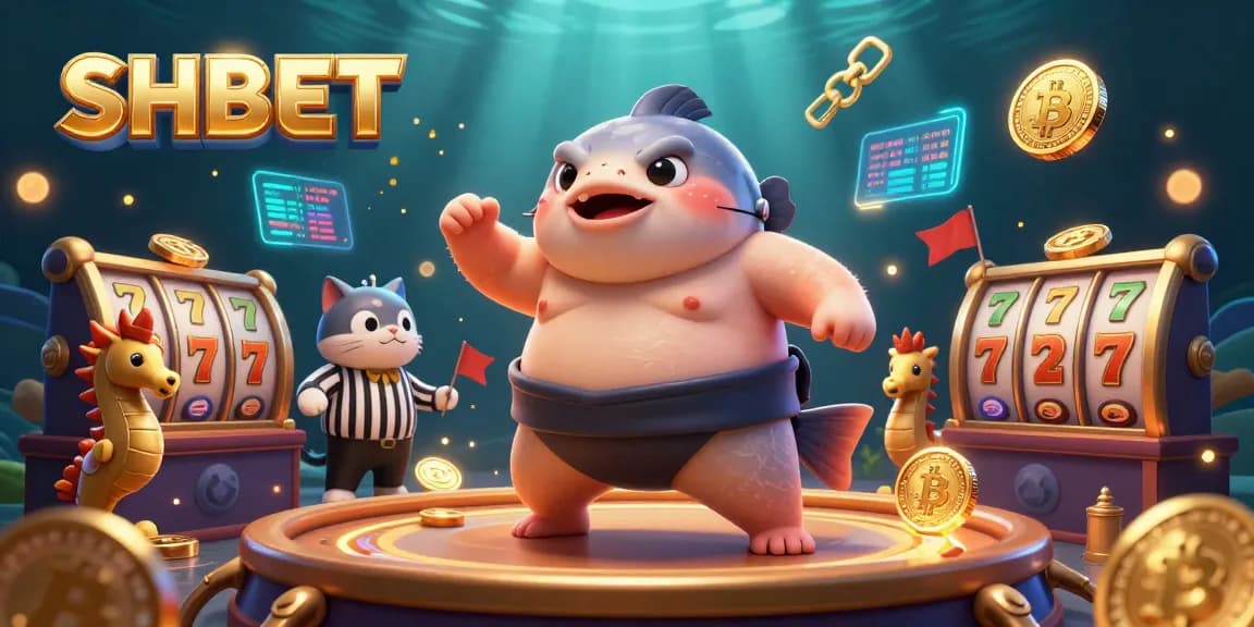 Join the excitement at SHBET, featuring dynamic underwater casino action with colorful elements.