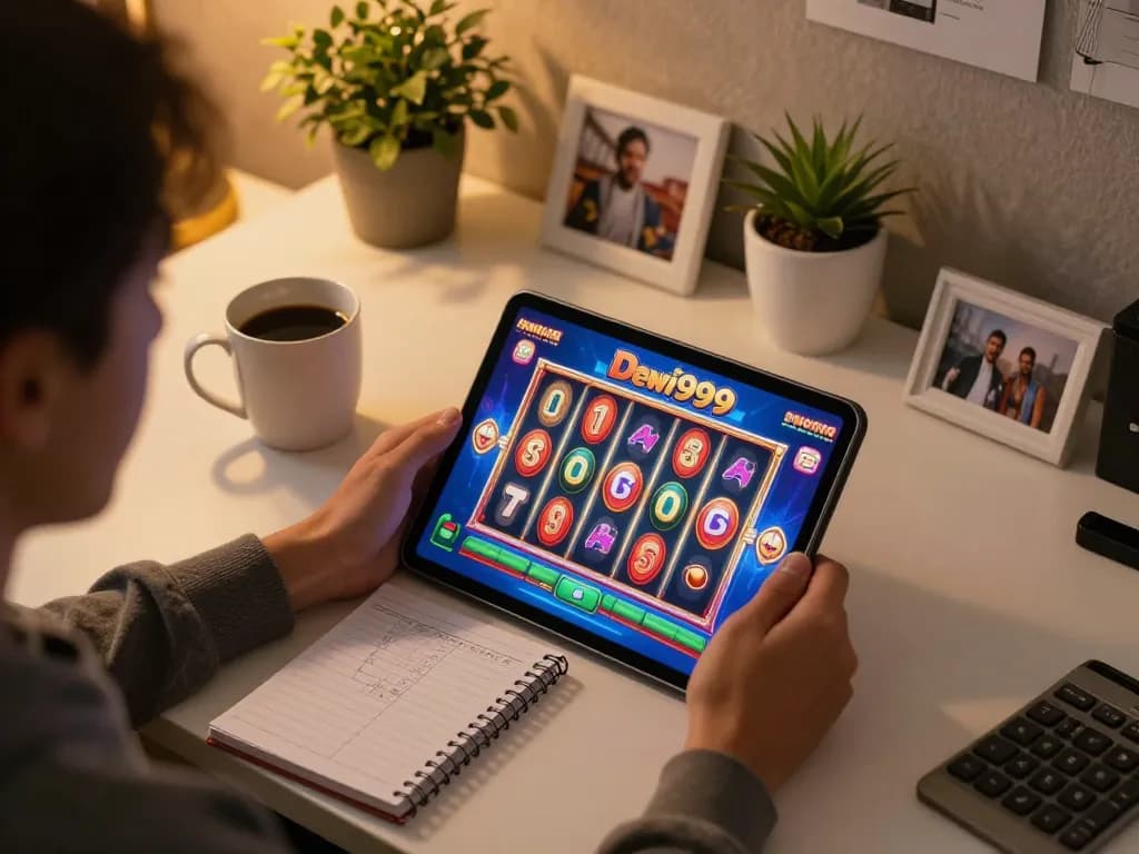 Pemain Dewi999 menikmati pengalaman slot daring yang mendebarkan di tablet di rumah, mempromosikan permainan yang bertanggung jawab