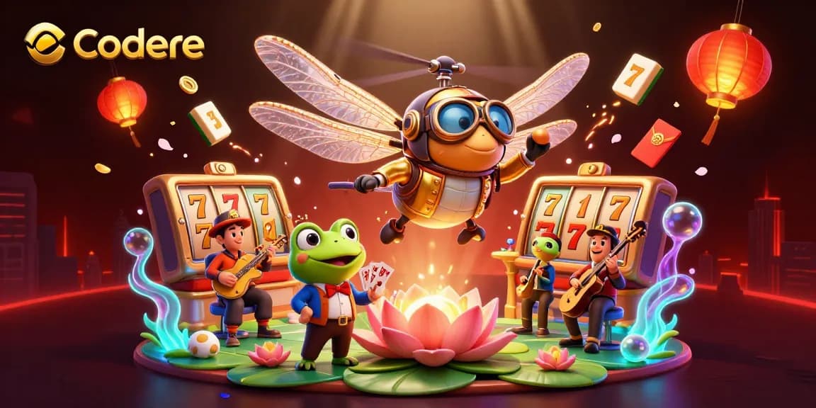 Experience the excitement of Codere with a vibrant casino scene featuring slot machines and lively characters.