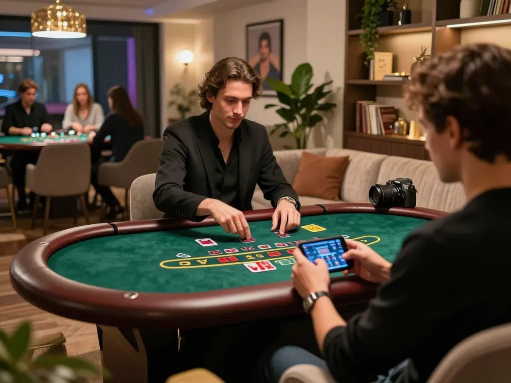 Individual engaging with live dealer blackjack on their smartphone, highlighting 88aa online gambling experience.