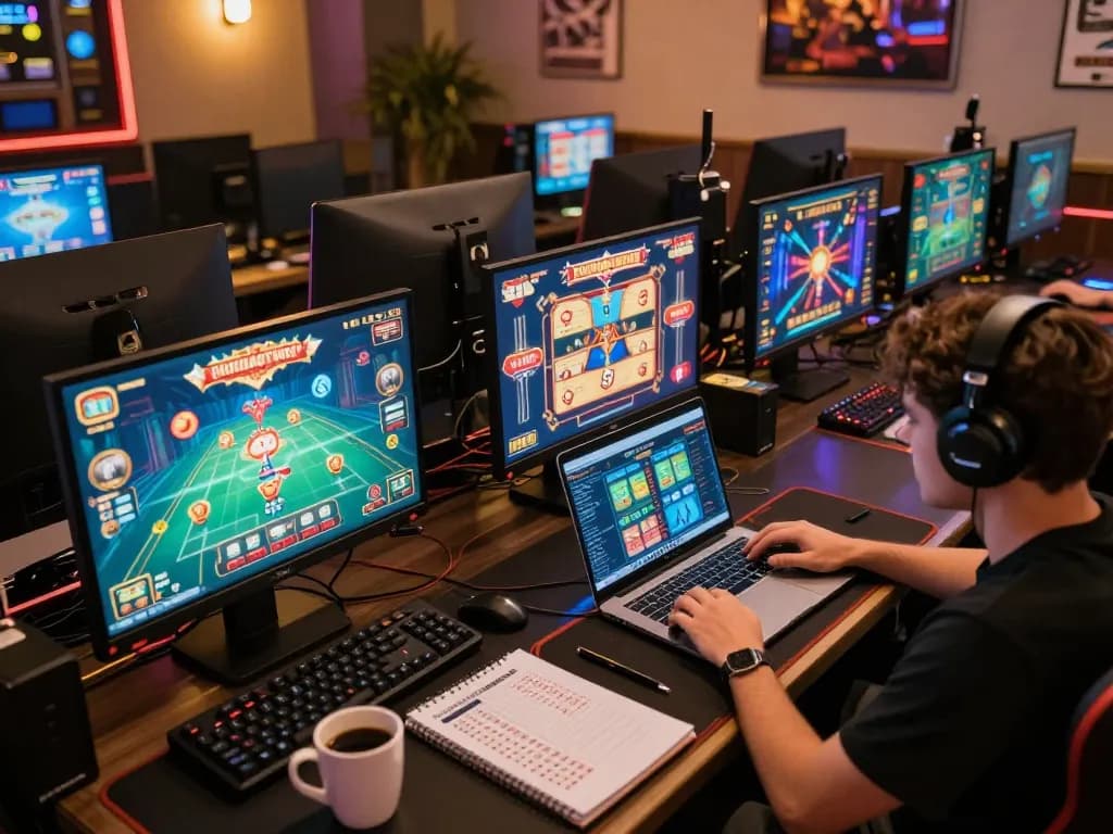 Engaging in strategic kdslot gameplay at a well-equipped online gaming setup.
