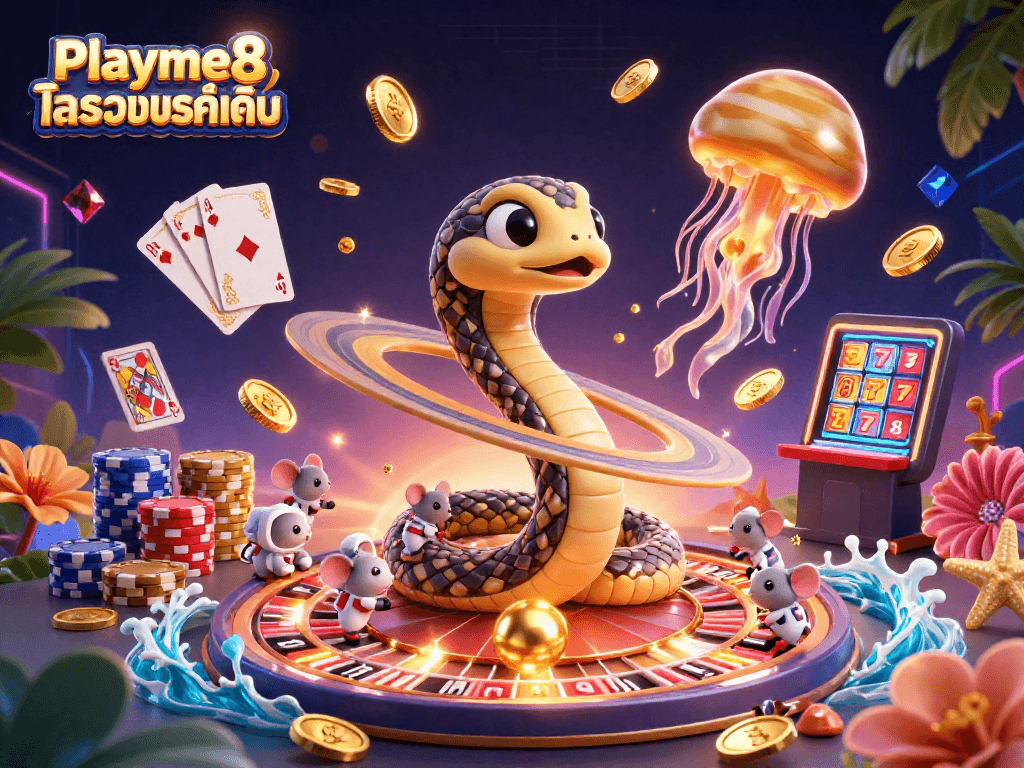 เล่น Playme8 ตารางบอลคู่เด่น ที่มีงูแหวนซาตูน และมอนสเตอร์เหลืองในคาสิโนอวกาศ