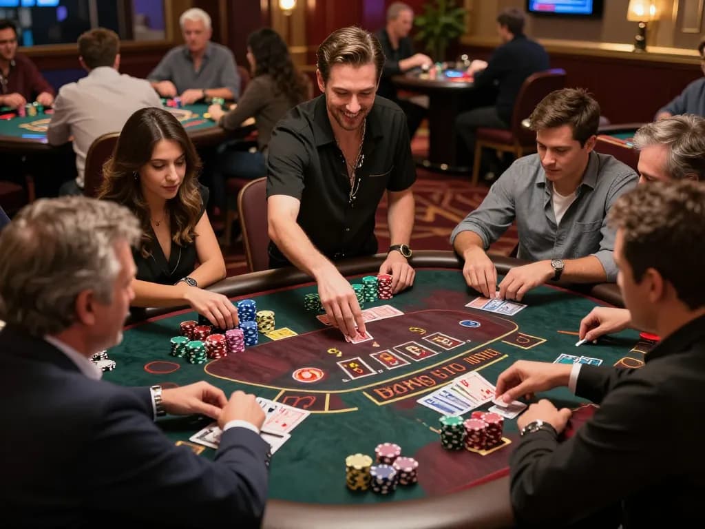 Play blackjack at RR88 casino table with strategic chip placements.