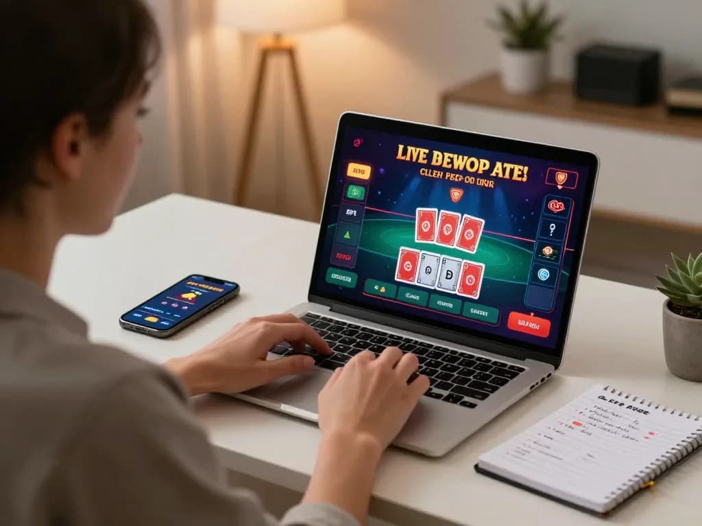Engaging in a live dealer game on cm88's online casino platform for strategic betting.