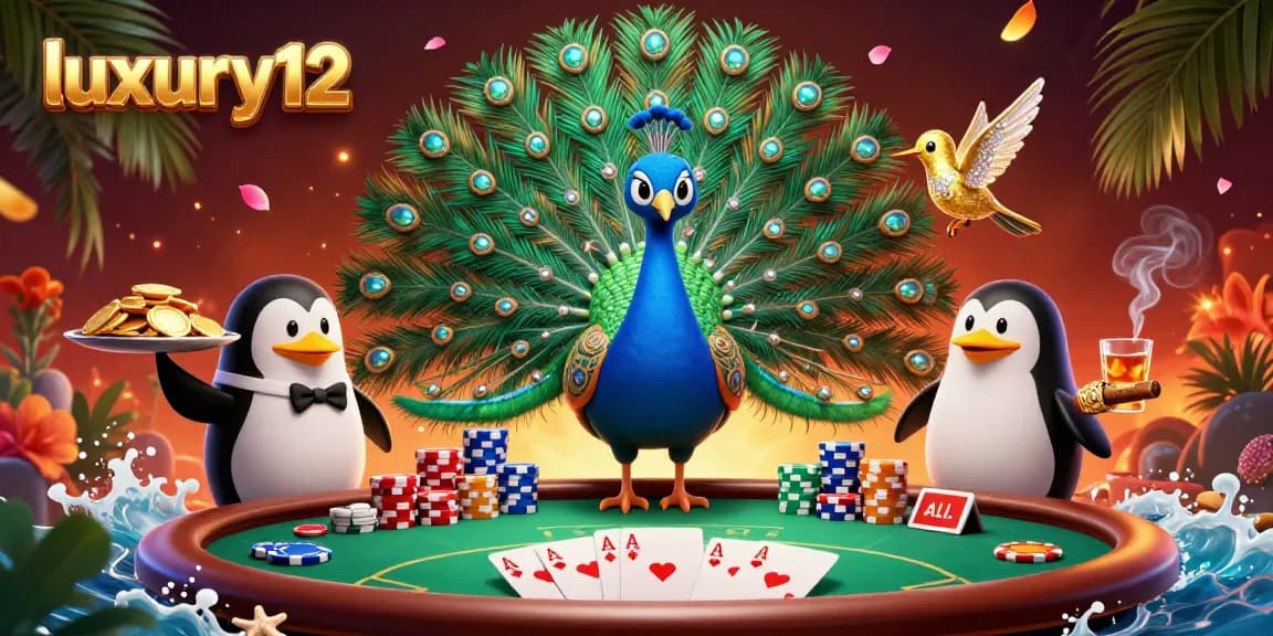 Menangkan taruhannya dengan luxury12, saat burung merak dan penguin butler meramaikan suasana kasino.