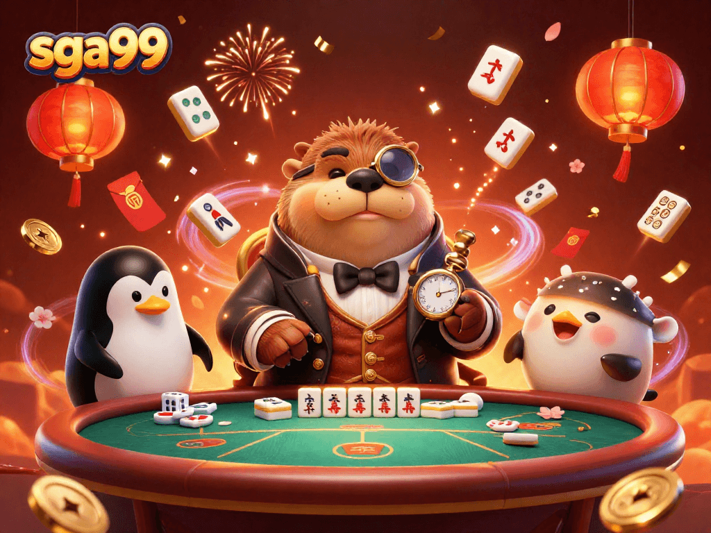Experience thrilling poker action in the vibrant sga99 casino world with unique characters and festive elements.