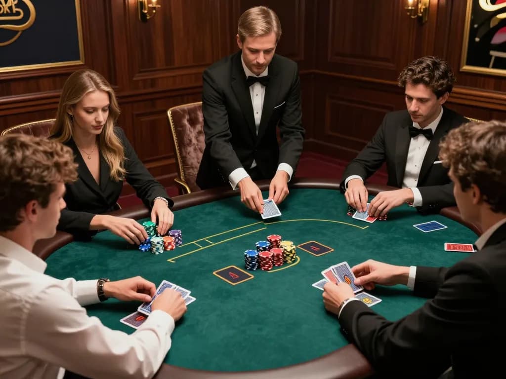 Players enjoying an elevated poker game at a luxurious casino table showcasing TT88 chip strategies.
