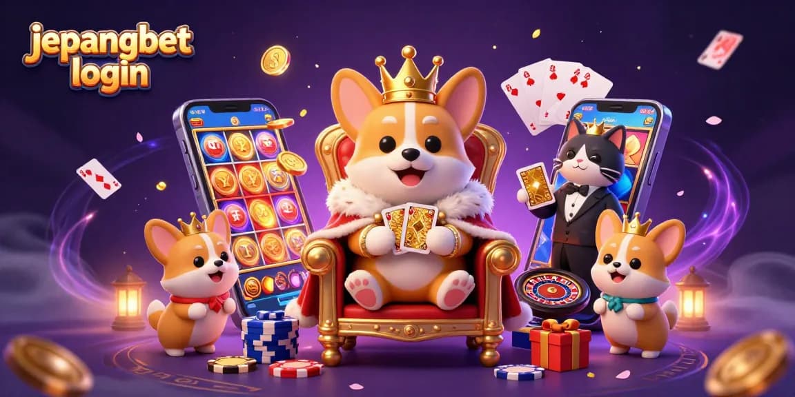 Engage in ultimate fun with Jepangbet login as a royal corgi dominates a casino throne with dazzling games.