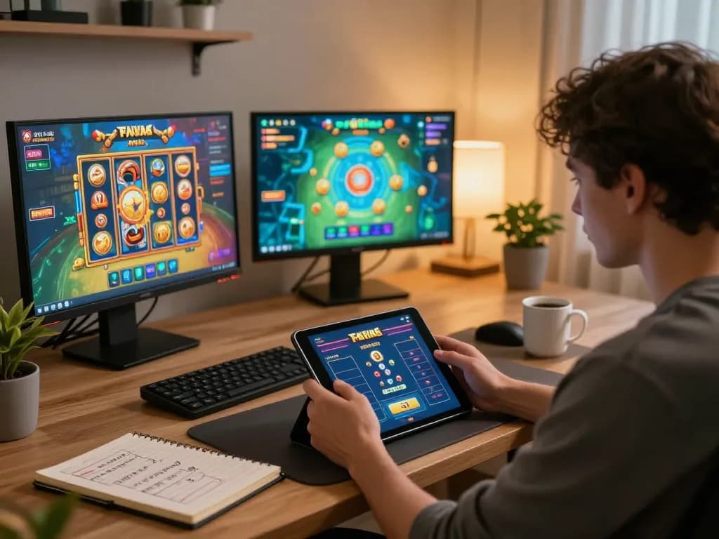 Enjoying strategic gameplay on Fafa 828 via a tablet at home, with a cozy ambiance and betting notes.
