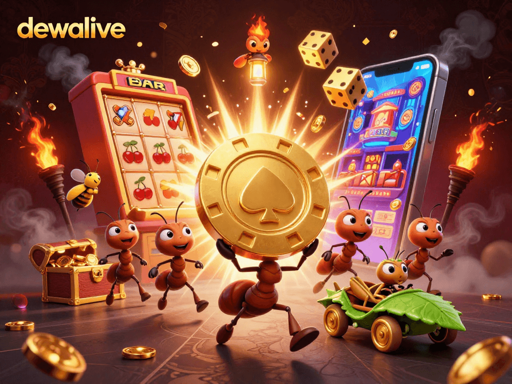 Menggenggam chip poker emas, dewalive mengajak pemain ke dalam suasana seru permainan kasino.