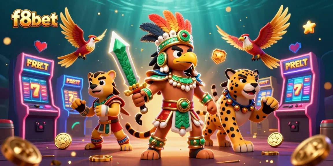 Experience thrilling wins with f8bet’s vibrant casino games illustrated in a dynamic scene.
