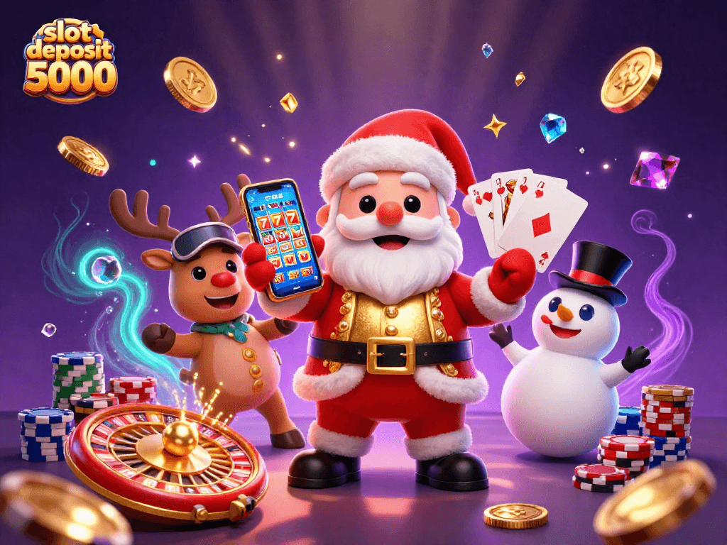 Engage in the thrilling slot deposit 5000 game experience with colorful casino elements.