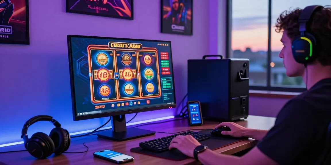 Engaging gaming atmosphere featuring credit card casinos at scoarch.org.uk with colorful slot games and modern accessories.