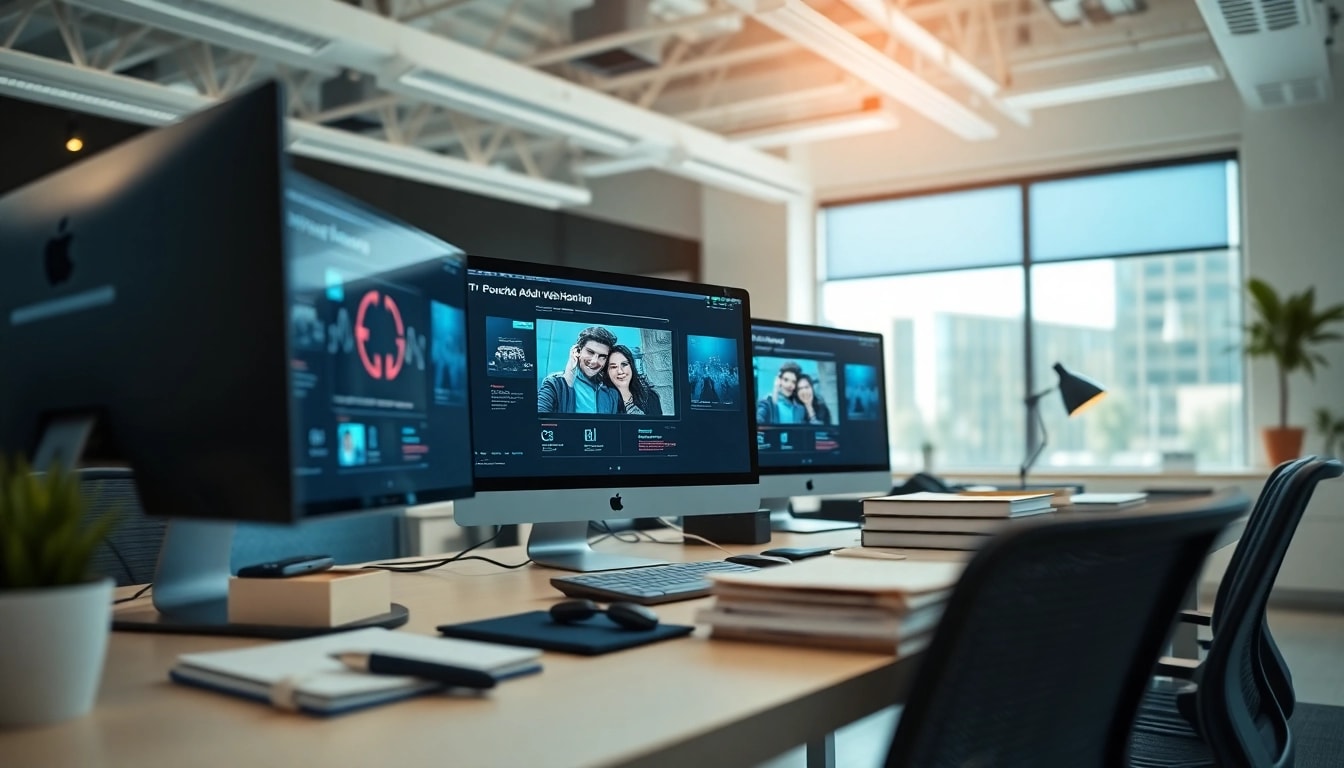 Enhance your adult web hosting with a professional setup featuring sleek technology.