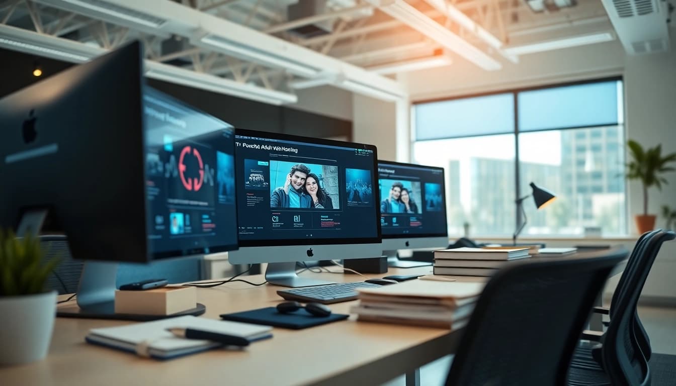 Enhance your adult web hosting with a professional setup featuring sleek technology.