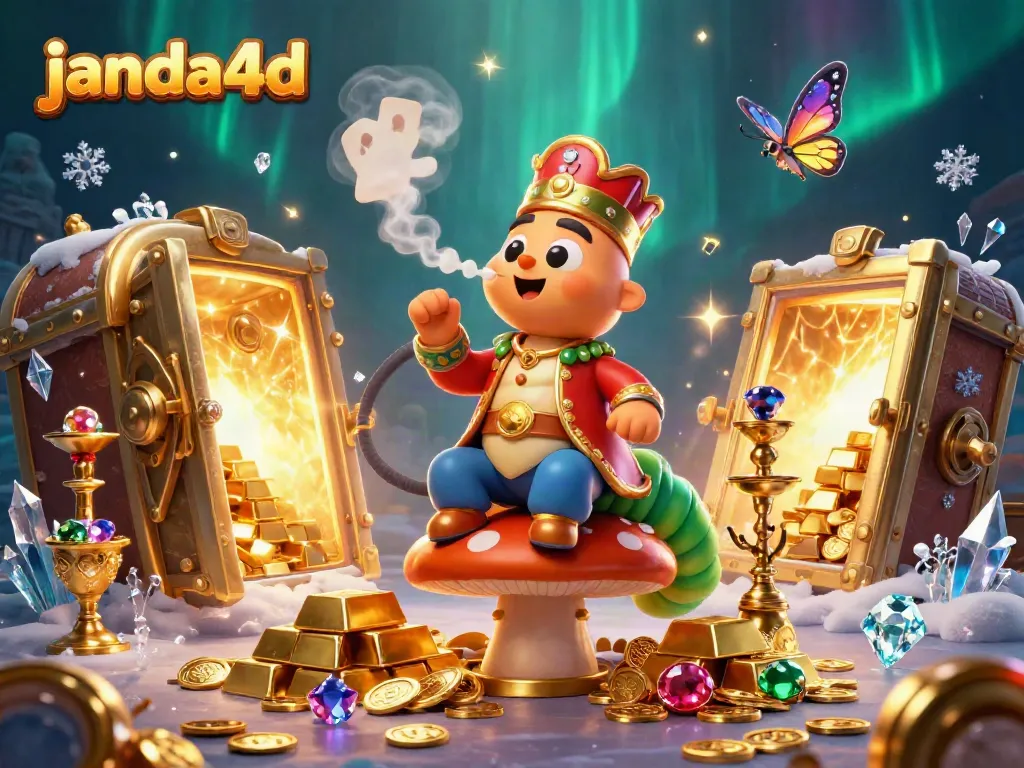Permainan janda4d dengan ilustrasi kartun 3D yang menampilkan karakter dan emas di latar belakang