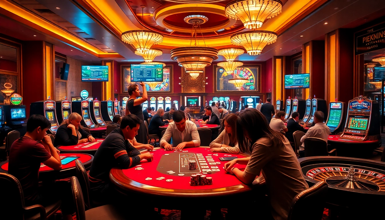 Gamble at shbet link mới featuring luxurious casino tables and vibrant slot machines.