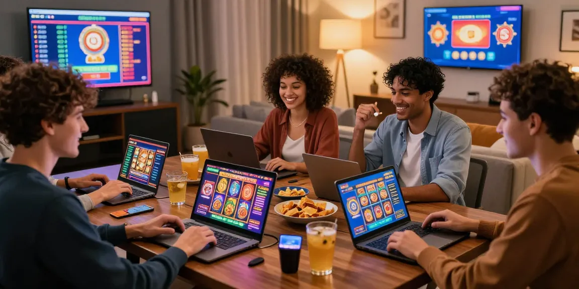 Friends enjoying their gaming session at new online casino sites in a cozy atmosphere.