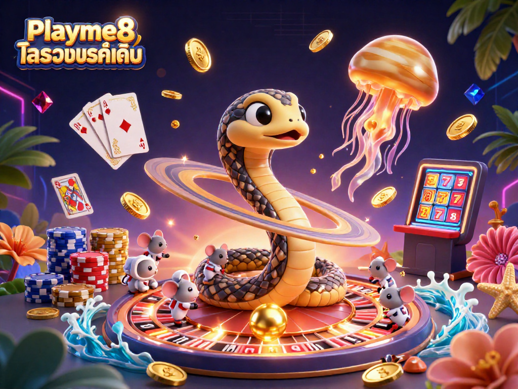 เล่น Playme8 ตารางบอลคู่เด่น ที่มีงูแหวนซาตูน และมอนสเตอร์เหลืองในคาสิโนอวกาศ