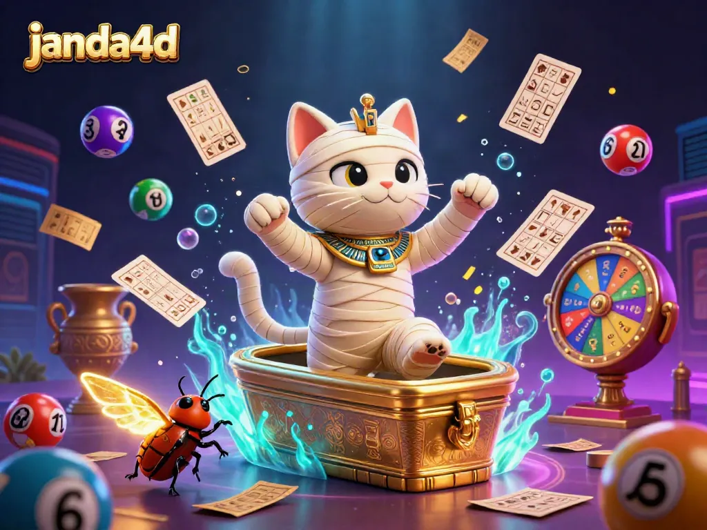 Janda4d menghadirkan slot online dengan karakter kucing mumia dan simbol permainan yang memikat.