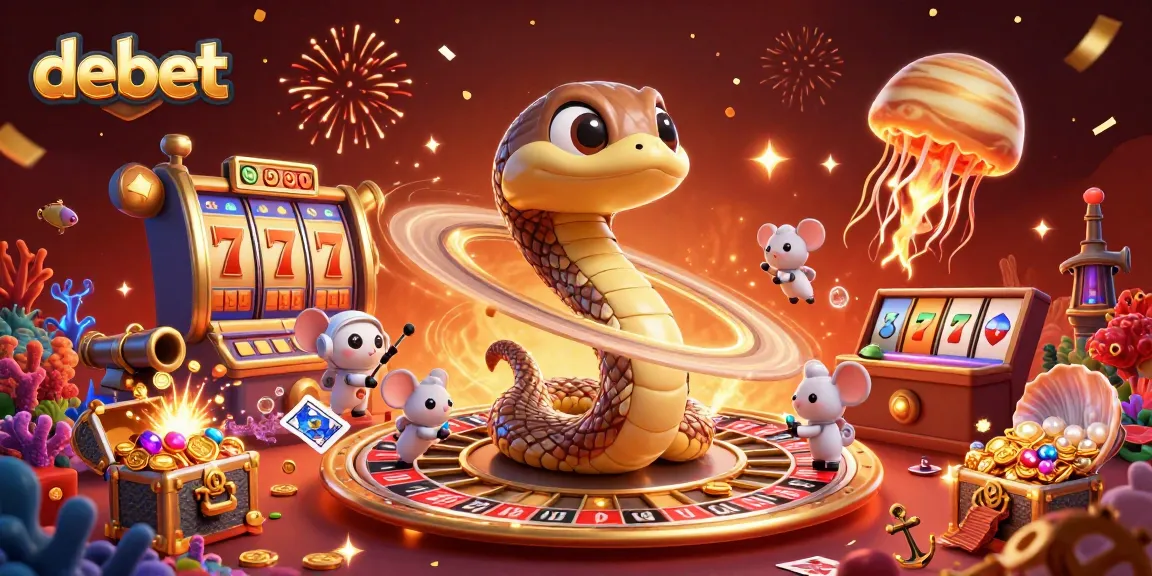 Experience the cosmic fun of debet as astronaut mice place bets on a roulette-like Saturn ring in a vibrant casino-themed illustration.