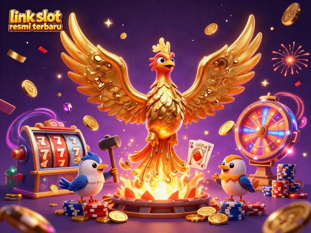 Gambar ilustrasi slot gacor dengan simbol slot 777 serta phoenix emas, untuk link slot resmi terbaru.