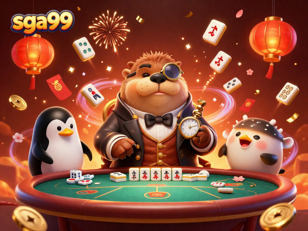 Experience thrilling poker action in the vibrant sga99 casino world with unique characters and festive elements.