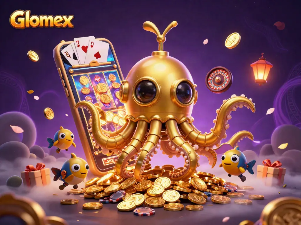 Glomex captures the thrill of spinning slots with a dynamic golden kraken scene.
