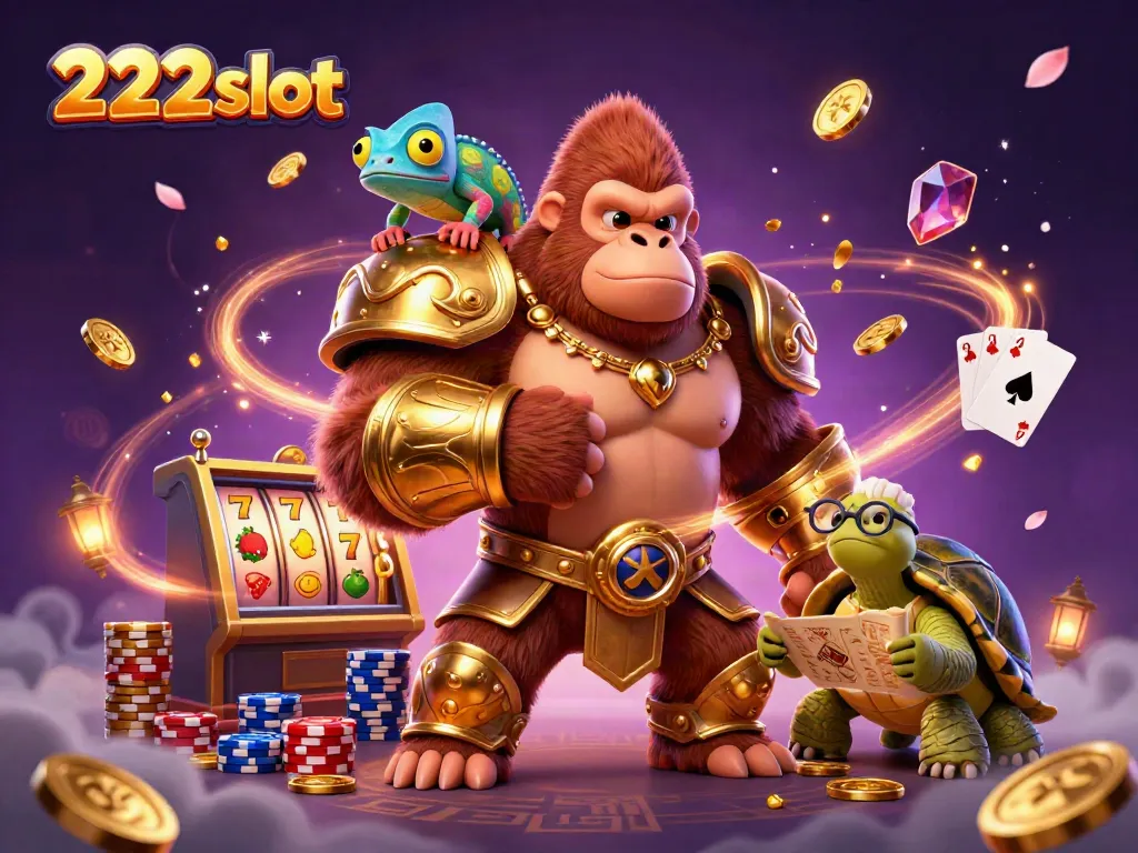 Mainkan 222slot dengan raja gorila dan sahabat chameleon dalam suasana ceria.