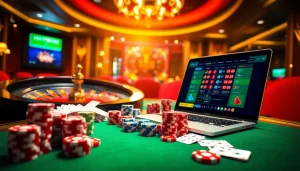 Experience thrilling gambling action at NHÀ CÁI HAYWIN with poker chips, dice, and online betting.