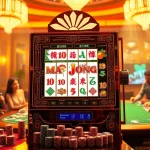 Engaging players at the slot mahjong machine, celebrating big wins in a vibrant casino.