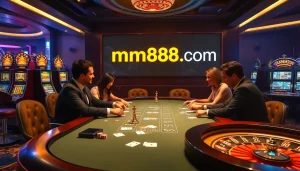 Experience high-stakes poker action at mm88 com with vibrant slot machines and elegant players.