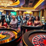 優塔娛樂城中熱情玩家慶祝的賭場場景。