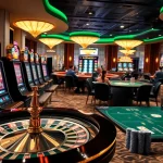 Experience the thrill of slot demo gaming at a high-end casino featuring luxurious slot machines.