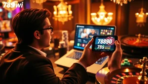 Engaging 789win online casino scene with poker chips and gaming interface.