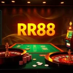 Experience the luxury of gambling with the trang chủ rr88 interface featuring casino tables and vibrant slot machines.