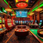 Experience the thrill of slot777 login with an engaging casino scene filled with vibrant slot machines and excited players.