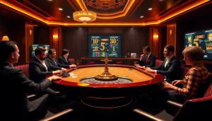 Experience thrilling gameplay at https://33win5.it.com/, featuring luxurious casino tables, vibrant poker chips, and live dealer excitement.