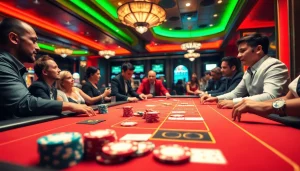 參與優塔娛樂城中的激動人心的賭博場景，聚焦於遊戲桌和玩家。