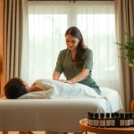 Experience 오산출장마사지 in a serene home setting with a professional massage therapist providing relaxation.