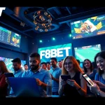 Experience the excitement of online betting at https://f8bet.io/ with a vibrant atmosphere showcasing happy players and engaging gaming elements.